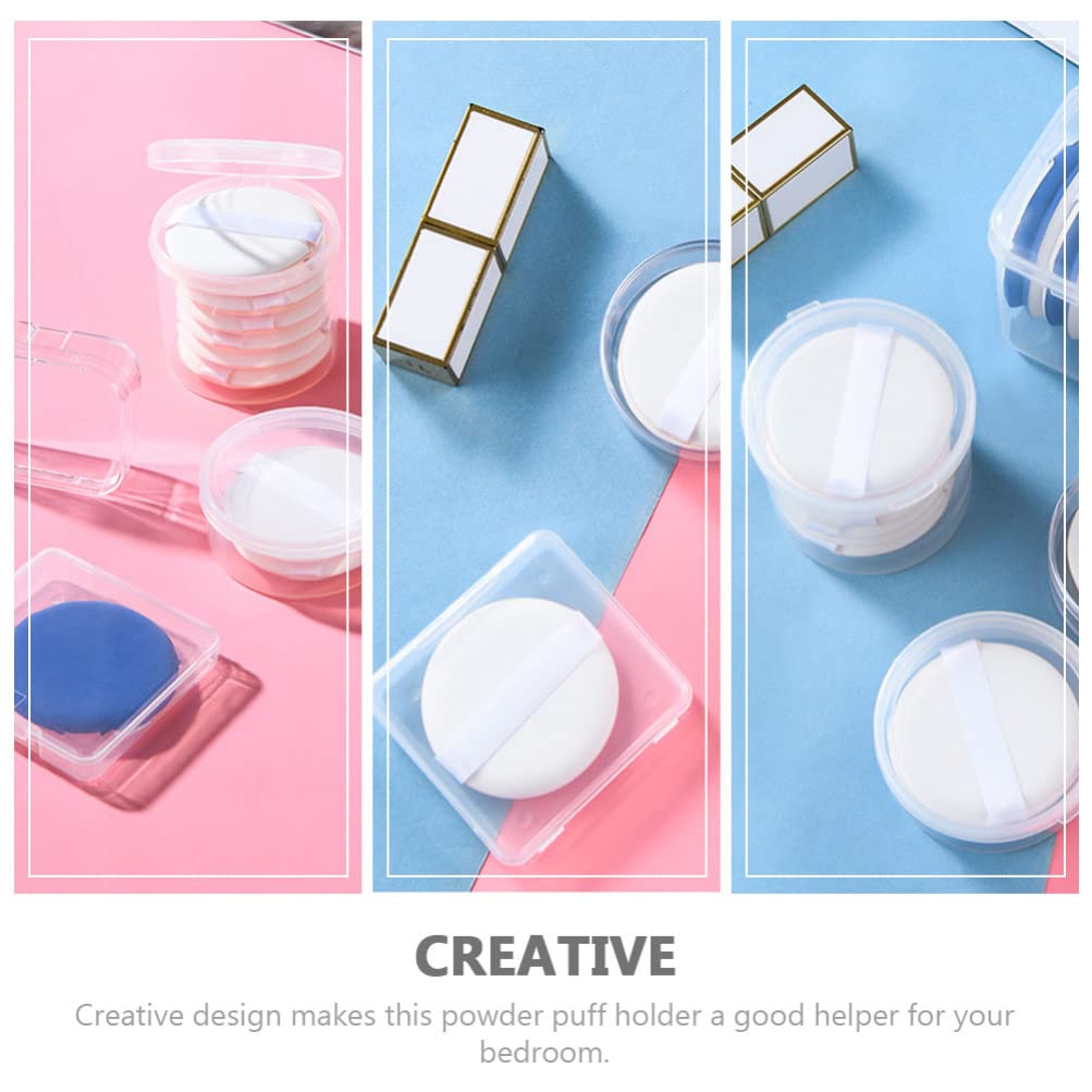 8pcs Powder Puff Holder & Makeup Sponge Case - Travel Cosmetic Storage Box for Face Powder, Blush & Beauty Tools | Portable PP Container for Makeup Organization & On-the-Go Touch Ups
