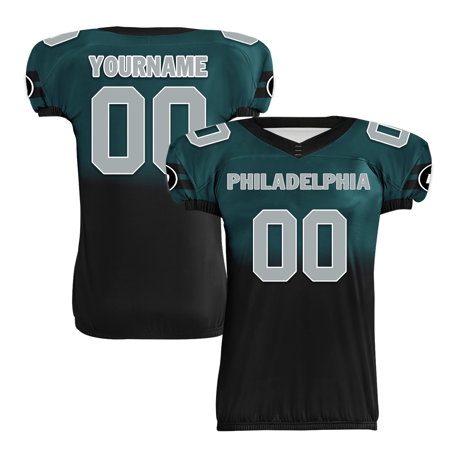 Custom Green Black Fade Philadelphia Eagles High Performance Football Jersey - FBJ06 D020252 - Official NFL Style for Fans & Players - Perfect for Game Day, Tailgating & Sports Events