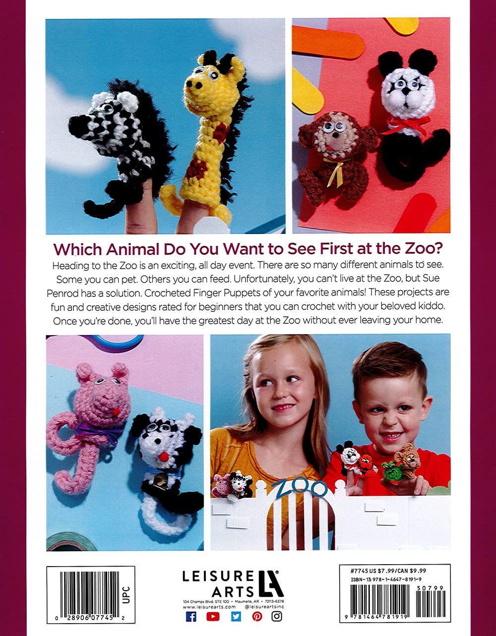 Leisure Arts Finger Puppets at The Zoo Crochet Book - DIY Animal Puppet Patterns for Kids, Beginners & Craft Lovers - Perfect for Storytelling, Playtime & Educational Activities