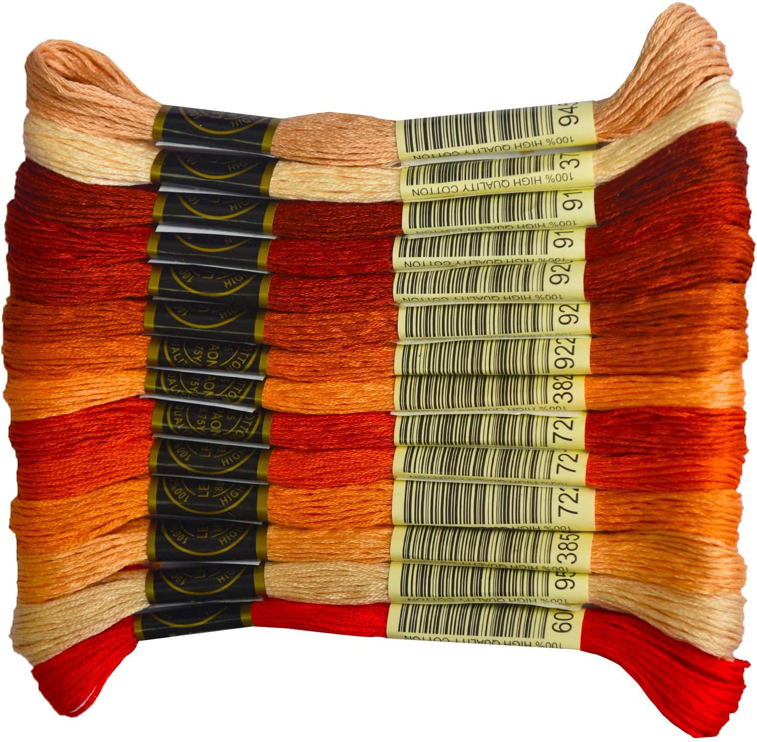 Orange-Red Gradient Embroidery Floss for Cross Stitch & Friendship Bracelets - 14 Skeins Craft Thread Set - Perfect for DIY Projects, Needlework & Handmade Gifts