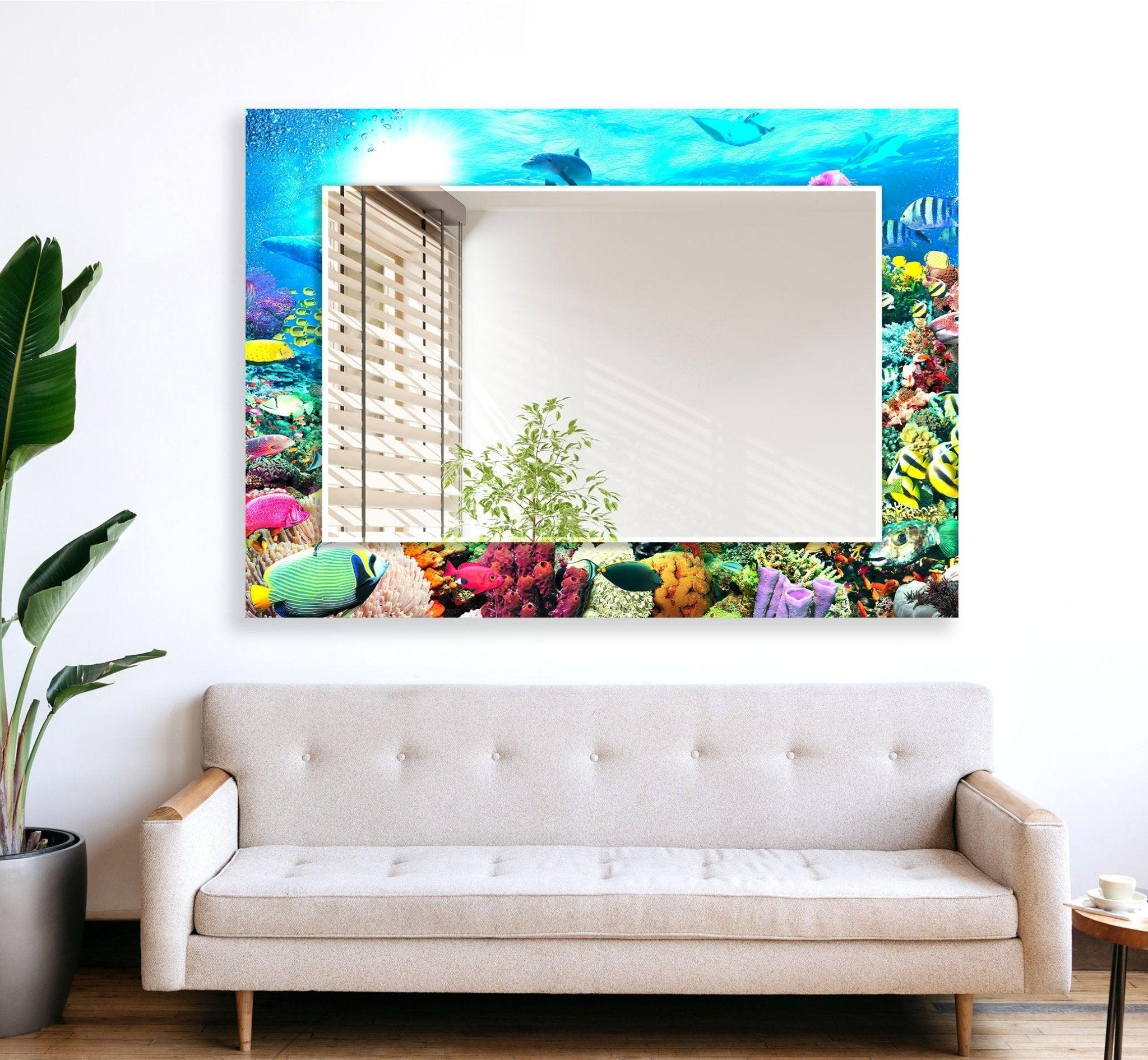 Stylish Aquarium Wall Mirror for Home & Office Decor - Enhance Your Space with a Unique Reflective Design