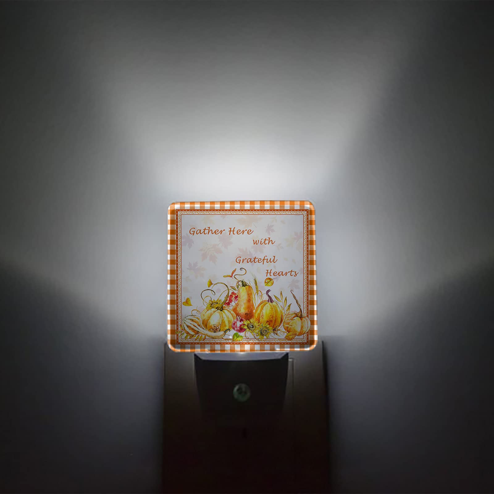 **Kids Night Light Plug-in Wall LED Lamp with Dusk-to-Dawn Sensor - Fall Harvest Orange Pumpkin Shape for Nursery, Bedroom, Bathroom, Hallway & Stairs - Perfect for Baby, Toddler & Home Decor**    *(Ideal for soothing night-time fears, creating a cozy ambiance, and providing safe navigation in dark spaces.)*