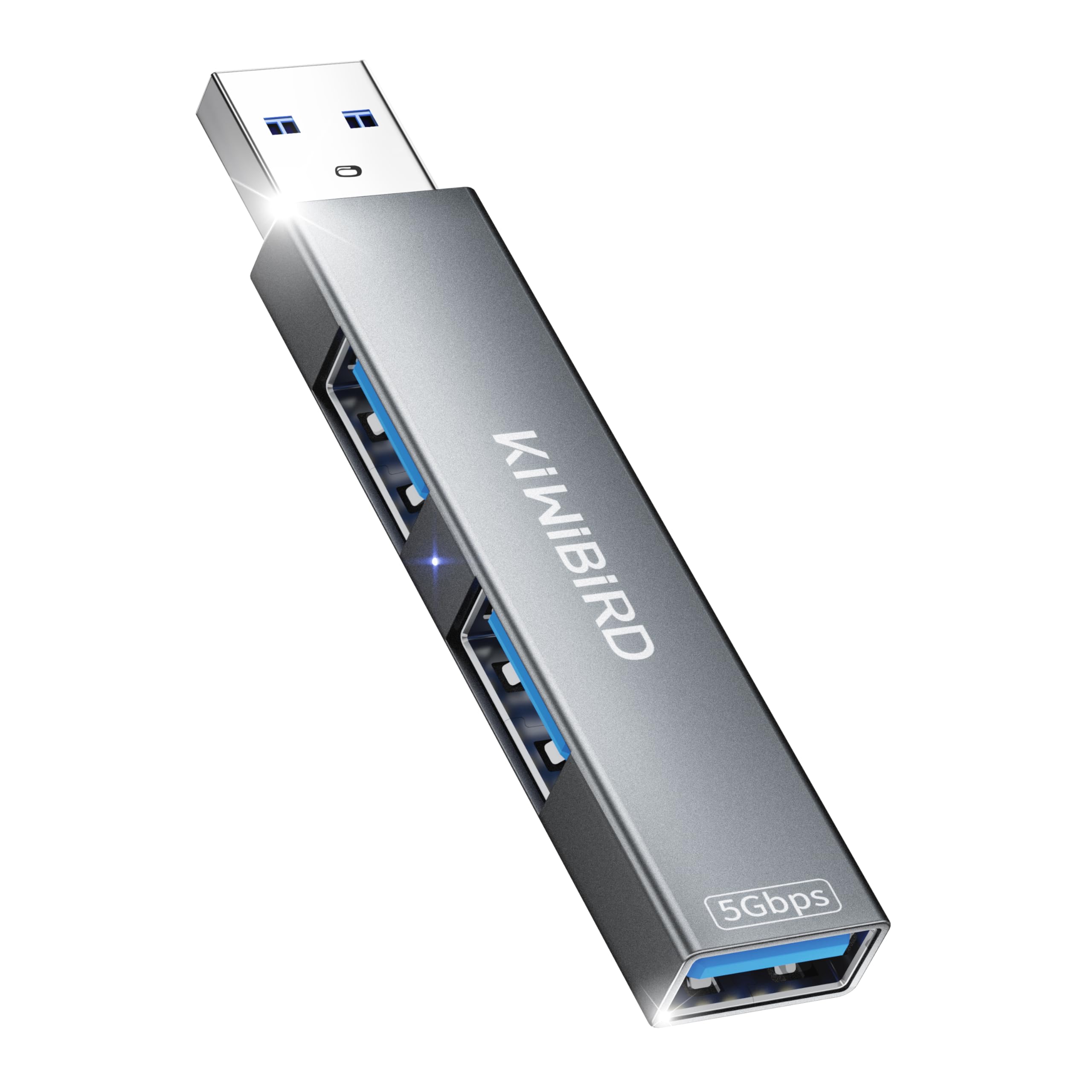 KiWiBiRD 4-Port USB Hub - Ultra Slim USB 3.0 & 2.0 Splitter Adapter for Laptop, MacBook, PC - Compatible with Flash Drive, Printer, Keyboard, Mouse, Headset & Gamepad - Perfect for Home Office, Gaming & Workspace Setup