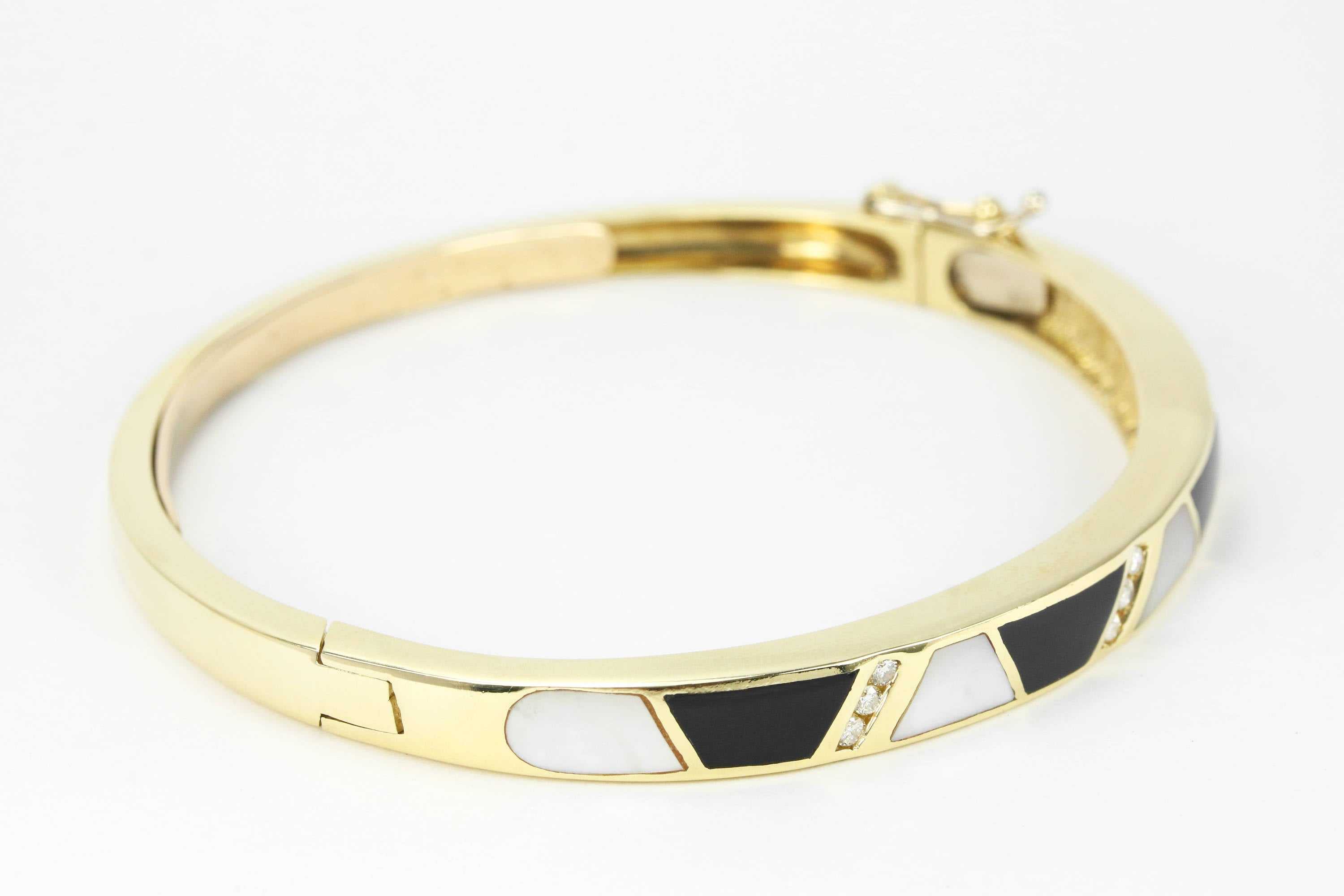 14K Gold Diamond & Mother of Pearl Stackable Bracelet for Women - Elegant Layering Jewelry for Parties, Weddings & Everyday Wear