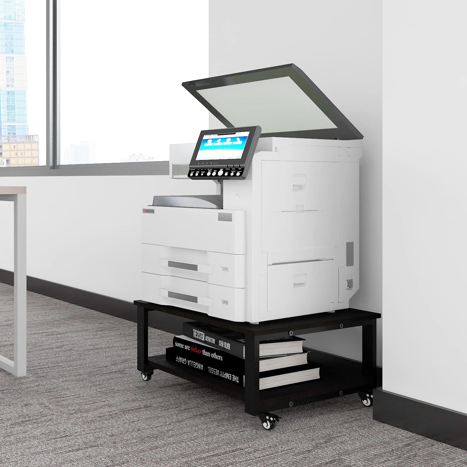 2-Tier Heavy Duty Rolling Laser Printer Stand with Paper Storage Shelf - 23.6