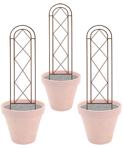 Panacea 83793 Rustic Farmhouse Twisted Wire Pot Trellis - 46 Inch Tall Plant Support for Climbing Flowers & Vines (Set of 3, Rust Color) - Perfect for Garden, Patio & Indoor Plant Decor