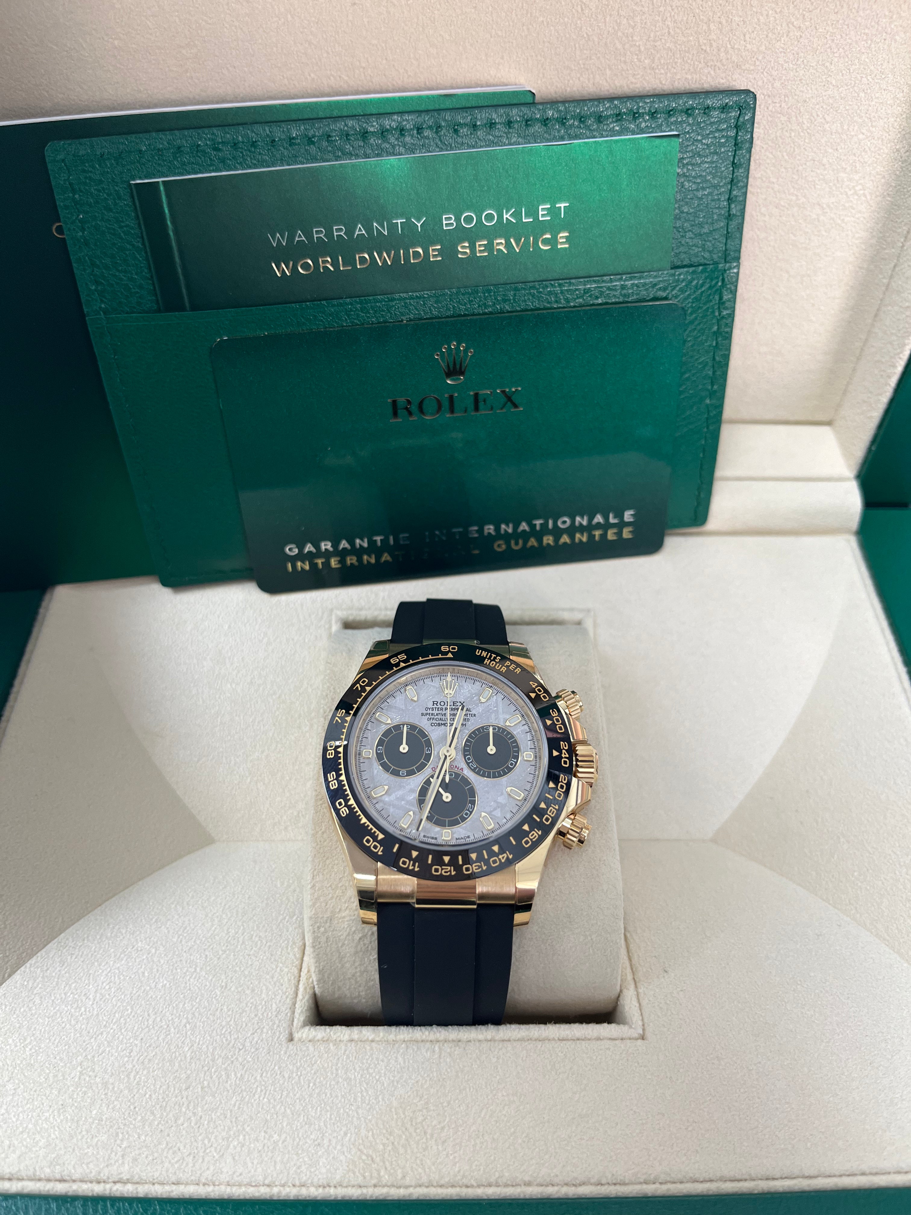 Rolex Daytona 40mm Men's Watch - Meteorite & Black Index Dial with Black Oysterflex Strap (Ref#116518LN) - Luxury Chronograph for Business, Gifting & Special Occasions