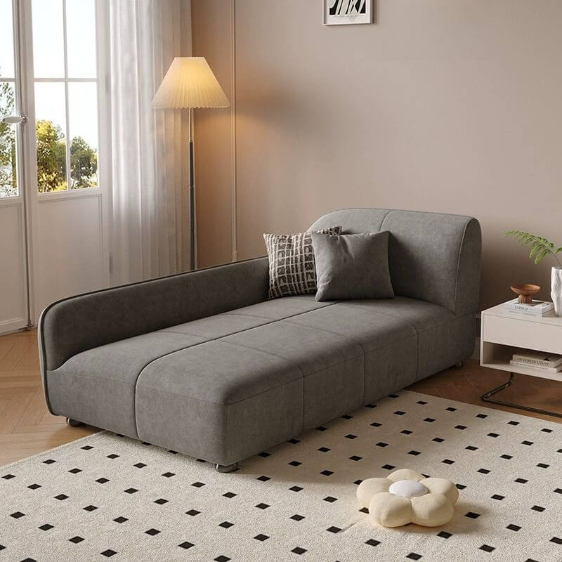 Modern Waterproof Solid Color Chaise Lounge Sleeper Chair with Flared Arm - Right Arm Facing Chaise for Living Room, Bedroom, or Office Relaxation