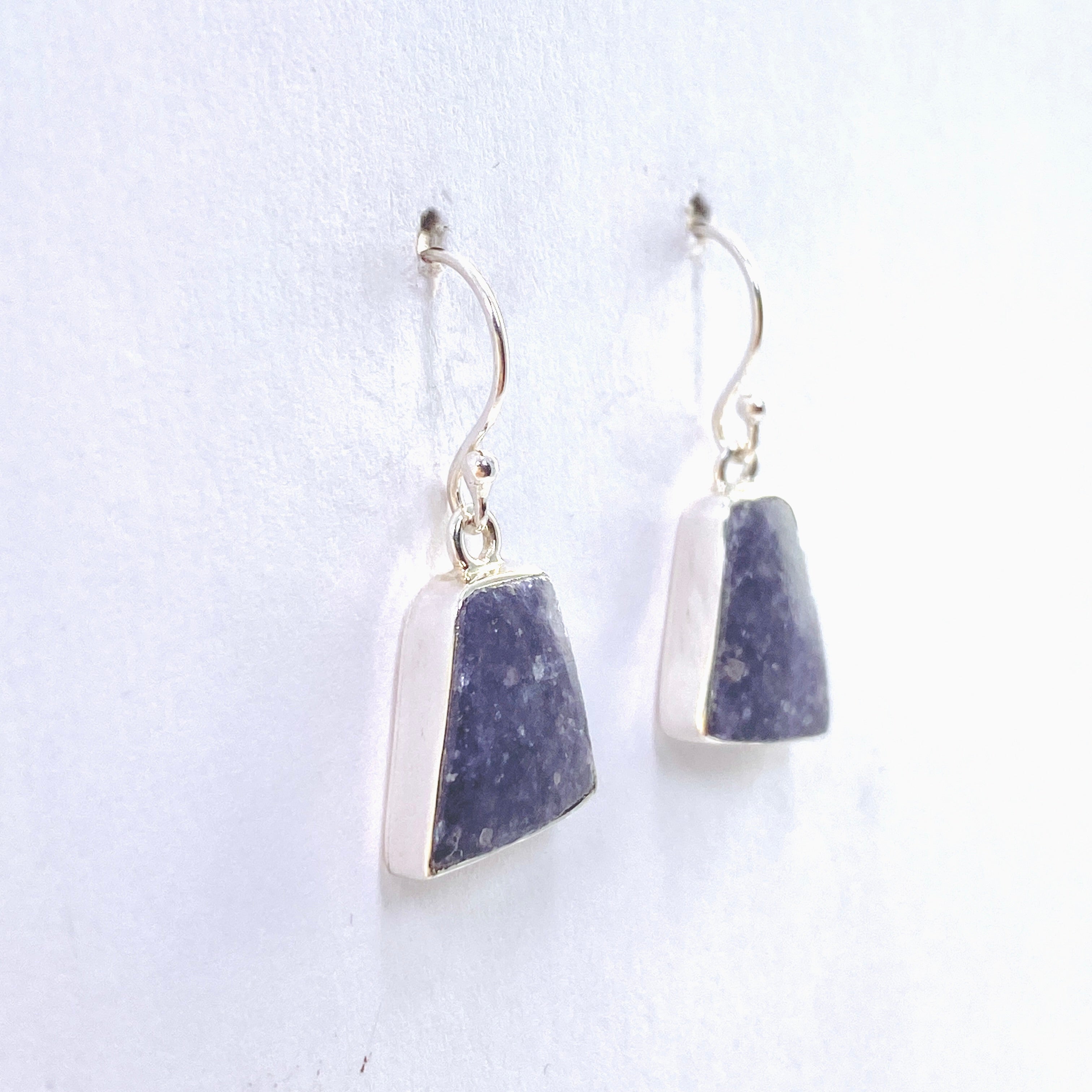 Lepidolite Trapezoid Cabochon Earrings - Natural Stone Jewelry for Women, Healing Crystal Dangle Earrings, Unique Handmade Gemstone Accessories - Perfect for Meditation, Yoga, and Spiritual Healing