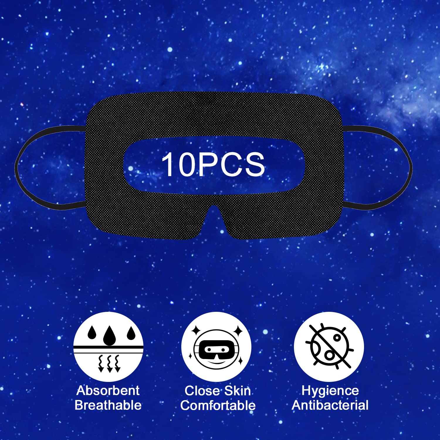 Oculus Quest 2 VR Accessories Set - Silicone Face Cover, Controller Grip, Protective Shell, Lens Cover & 10 Disposable Eye Masks (Galaxy Design) - Enhance Comfort & Hygiene for Extended VR Gaming Sessions