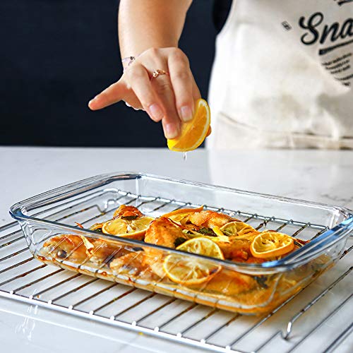 8-Piece Rectangular Glass Baking Dish Set with Plastic Lids - Oven, Freezer & Dishwasher Safe Bakeware for Lasagna, Casseroles, Meal Prep & Leftovers | Perfect for Cooking, Storing & Reheating Food in Kitchen