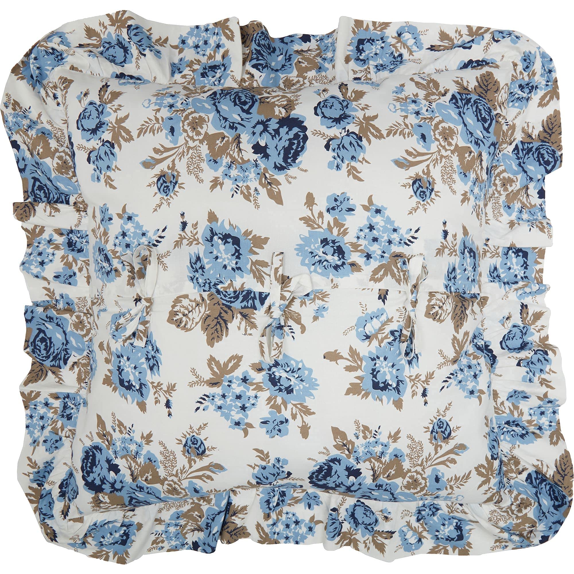 Annie Floral Farmhouse Euro Sham - Blue Cotton Flower Square Pillow Cover for Bedroom Decor | Farmhouse Style Home Accent, Boho Chic Bedding, Guest Room Essentials