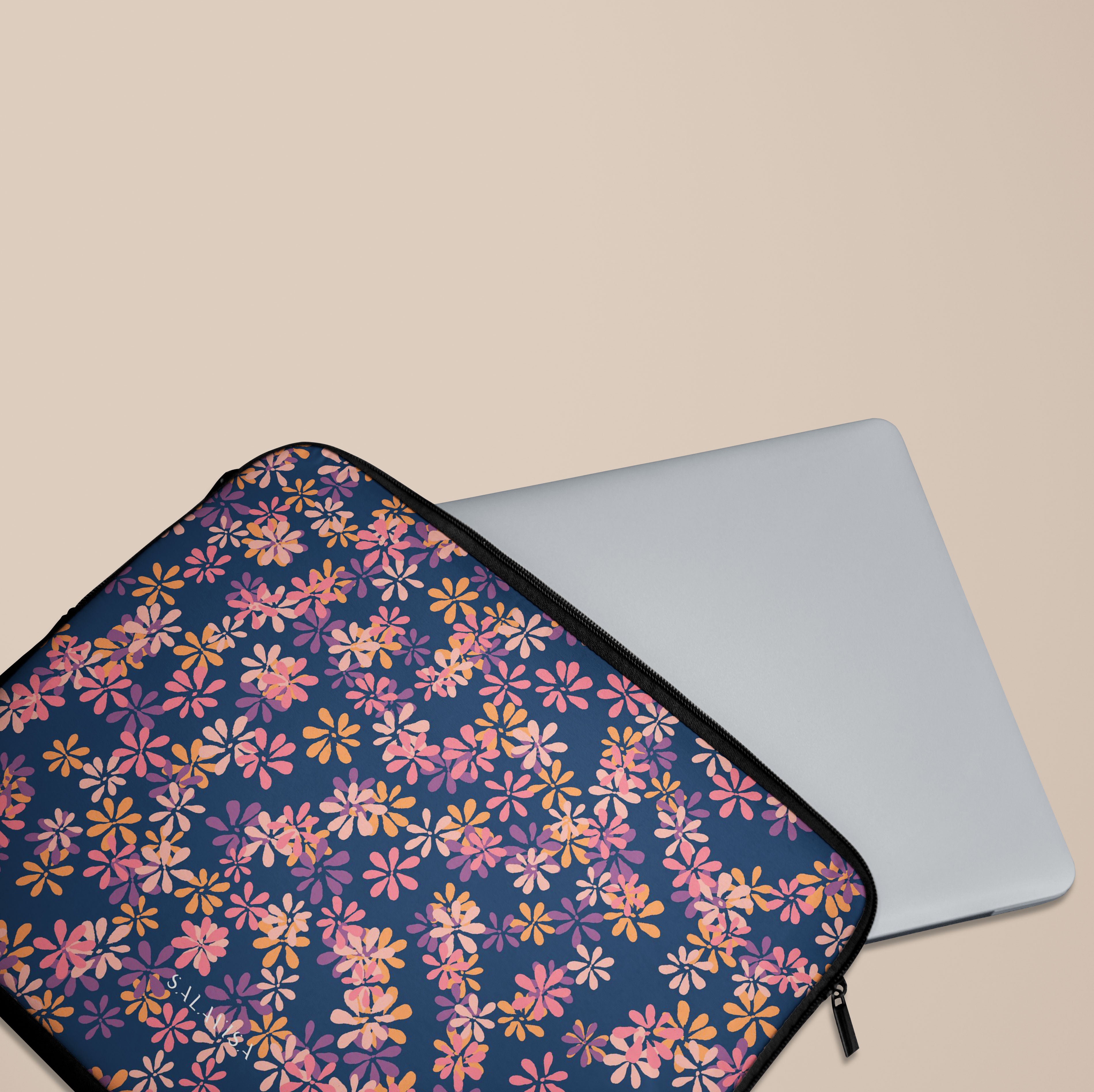 Floral Laptop Sleeve for Women - 13 Inch Laptop Case with Cute Ditsy Spring Flowers Pattern - Perfect for Work, School, Travel & Everyday Use