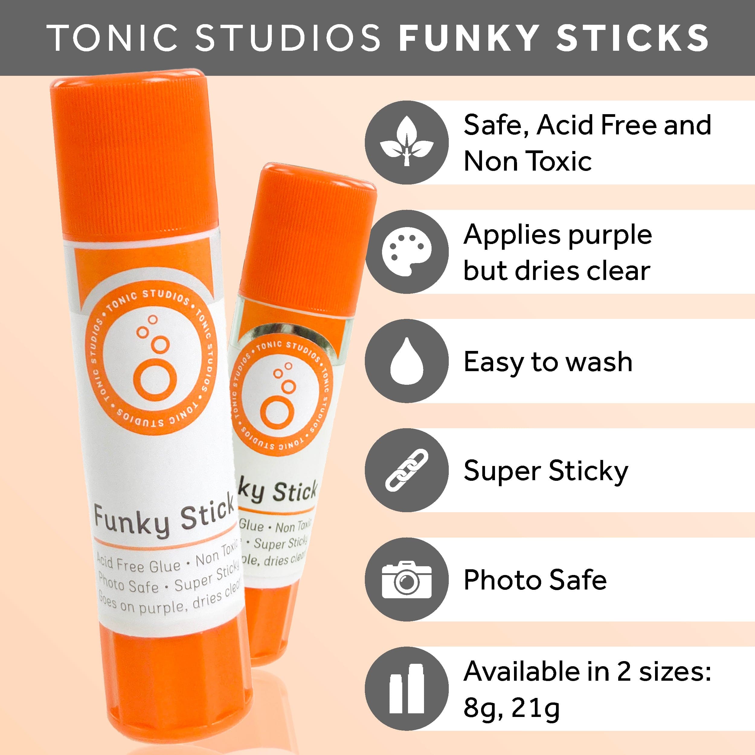 12-Pack Funky Stick 21g Glue Sticks for Crafts, School Projects & DIY - Washable, Non-Toxic Adhesive for Paper, Cardboard & Fabric