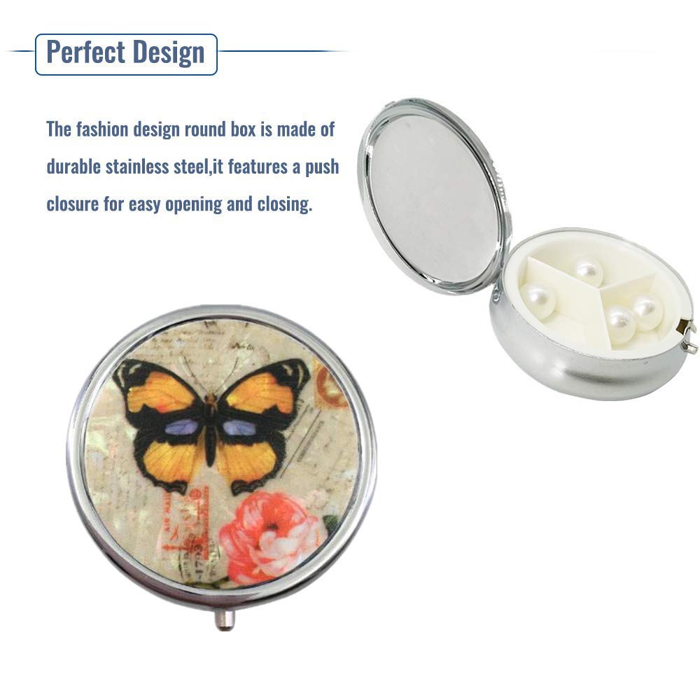 2 Pack Round Metal Pill Organizer Box - Portable Medicine Storage Container for Daily Use, Travel & Emergency (Random Pattern) - Perfect for Pills, Vitamins, Supplements & Small Items