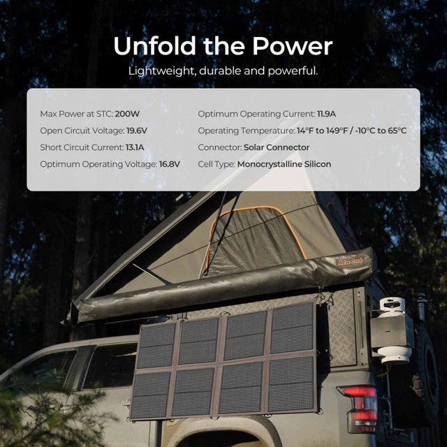 Renogy 200W Portable Solar Panel Charger - Foldable Solar Blanket for Camping, RV, Off-Grid Power & Emergency Use