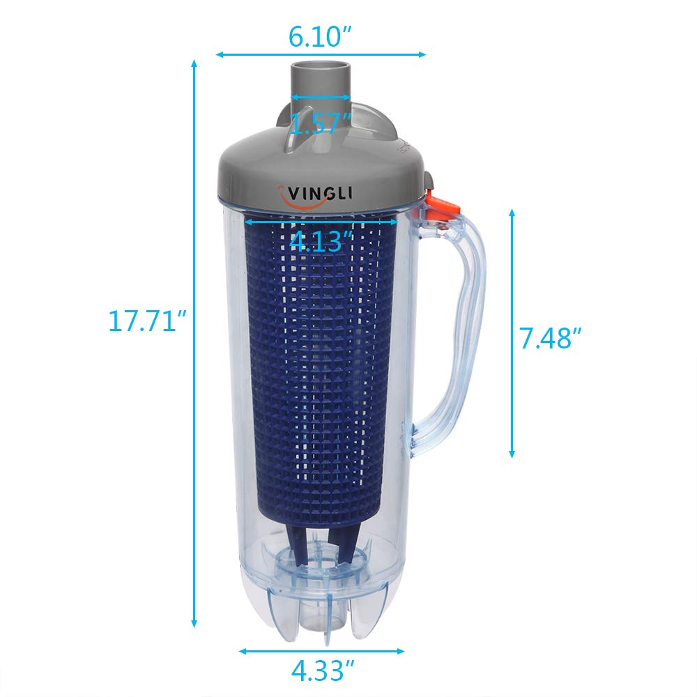 VINGLI Leaf Canister with Plastic Mesh Basket - Pool Leaf Skimmer with Handle for Leaves & Twigs - Fits Automatic Pool Vacuum Cleaners - Perfect for In-Ground & Above Ground Pools (Blue)