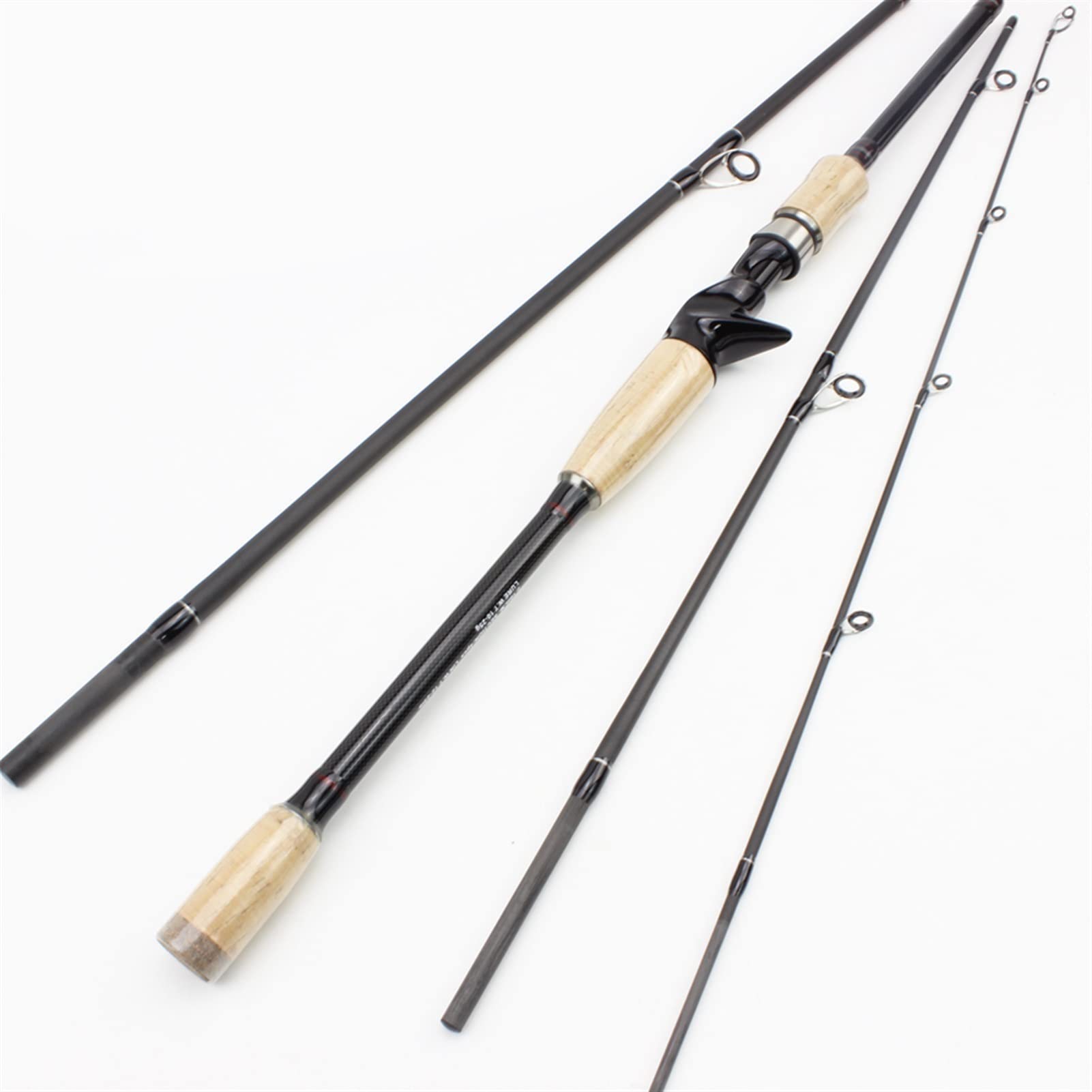 Carbon Fiber Fishing Rod 4-Piece Travel Pole - Portable Fast Action Spinning Rod for Trout & Bass (2.7m) - Ideal for Camping, Hiking & Backpacking Trips