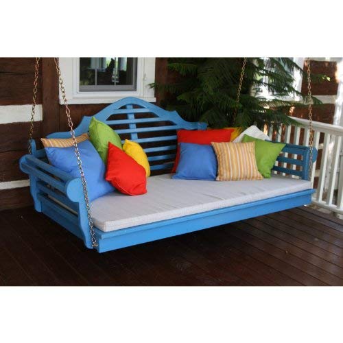 A & L Furniture Yellow Pine Marlboro Swing Bed - 4 Feet Outdoor Porch Swing with Comfortable Cushion | Perfect for Patio, Garden, Backyard Relaxation
