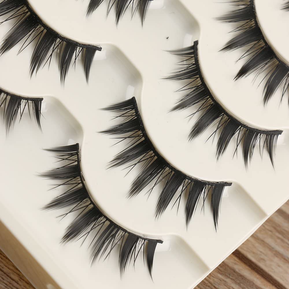 Japanese Style False Eyelashes - Thick Dramatic Eyelash Extensions for Cosplay & Everyday Makeup, Reusable Natural Looking Lashes (5 Pairs) - Perfect for Parties, Halloween, Photoshoots & Special Occasions