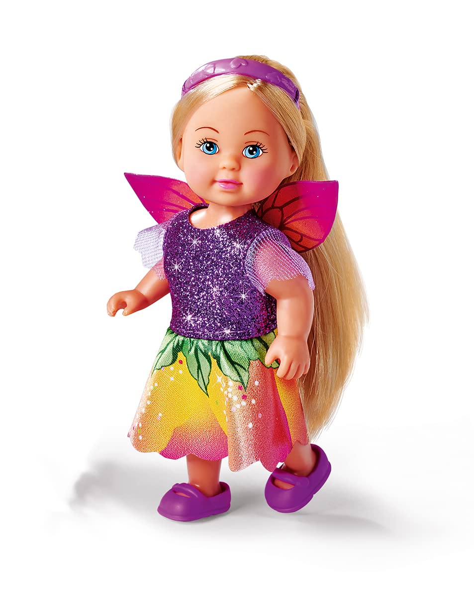 Simba 105733597 Evi Love Flower Fairy Doll - 12cm Tall with Wings & Tiara Hair - Assorted 2 Models (1 Random Delivery) - Perfect for Kids 3+ Years Old - Great for Imaginative Play, Fairy-Themed Parties & Collectible Gift Giving