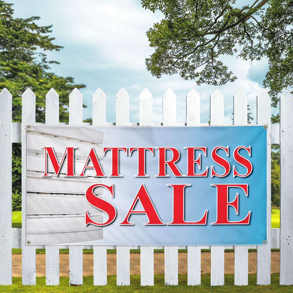 Vinyl Banner - 60x144 Inches Mattress Sale Sign with 10 Grommets | Weatherproof, Durable Outdoor Business & Yard Sign | Perfect for Retail Promotions, Storefront Displays & Event Marketing (Multiple Sizes Available)