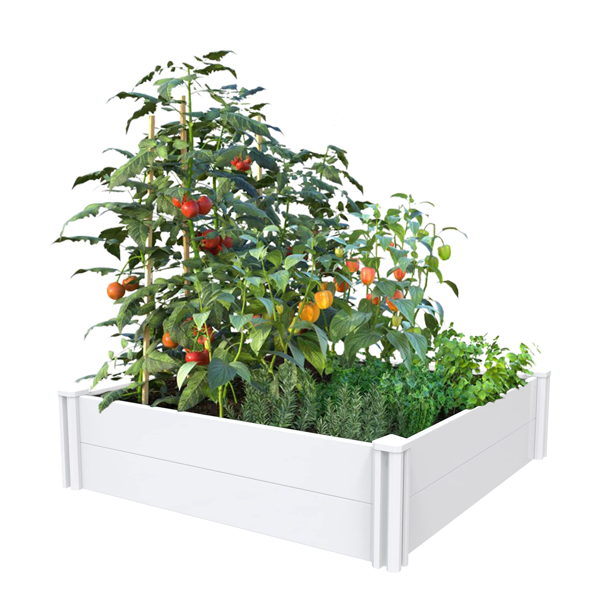 4' x 4' Vinyl Raised Garden Bed - Screwless Planter Box for Outdoor Gardening, Whelping Pen, Vegetables & Flowers - Durable & Easy Assembly for Backyard, Patio & Urban Farming