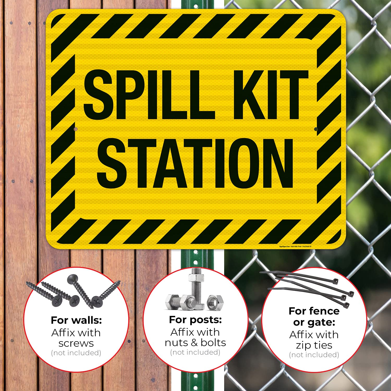 3M EGP Reflective Spill Kit Station Sign - 24x30 Inches, .080 Aluminum, Fade Resistant - Made in USA - Ideal for Workplace Safety & Hazardous Material Storage Areas