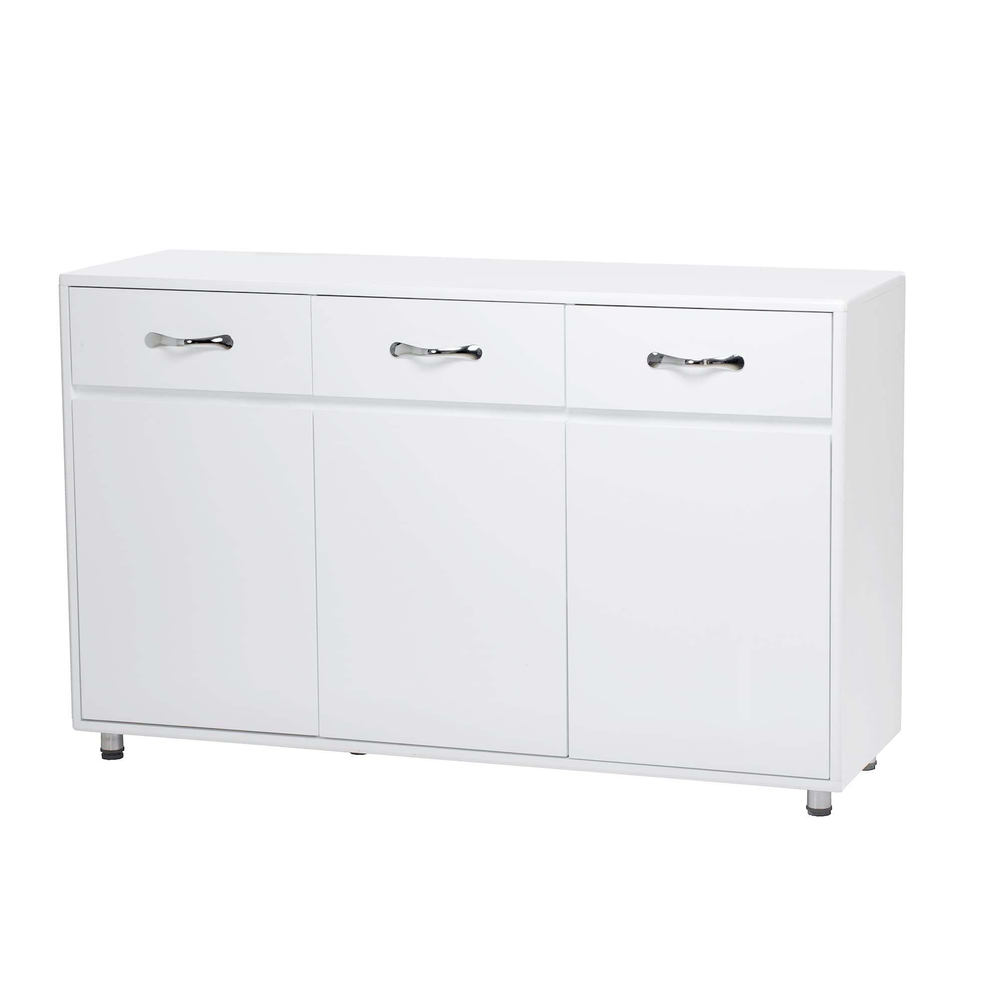 LINCHUN White 3-Door Side Table for Living Room - Durable Storage Cabinet for Home Decor, Books & Essentials | Perfect for Small Spaces & Apartment Living