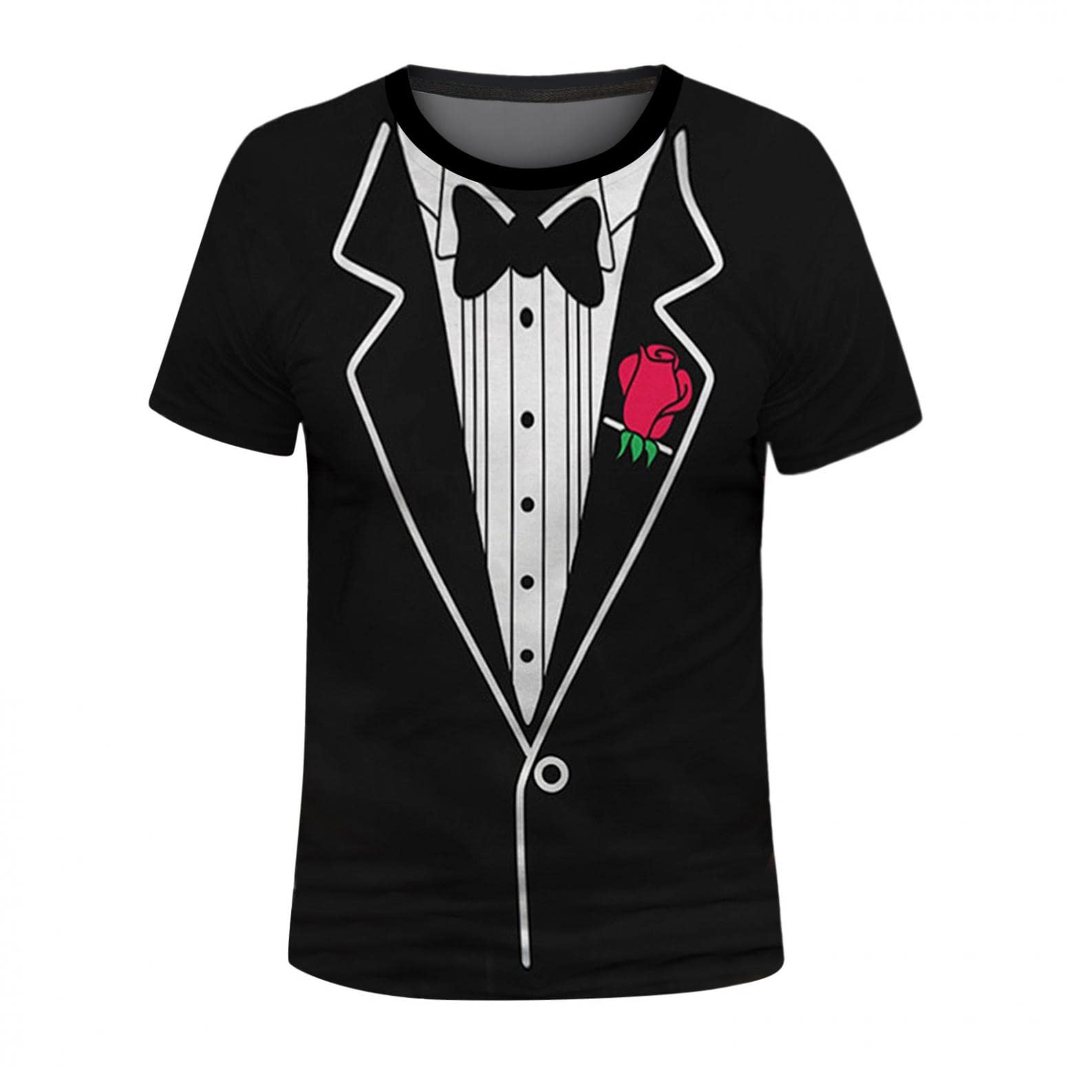 Men's Graphic T-Shirts | Short Sleeve Casual Tee with Fake Two-Piece Design | Round Neck Fashion Top for Everyday Wear & Street Style Outfits