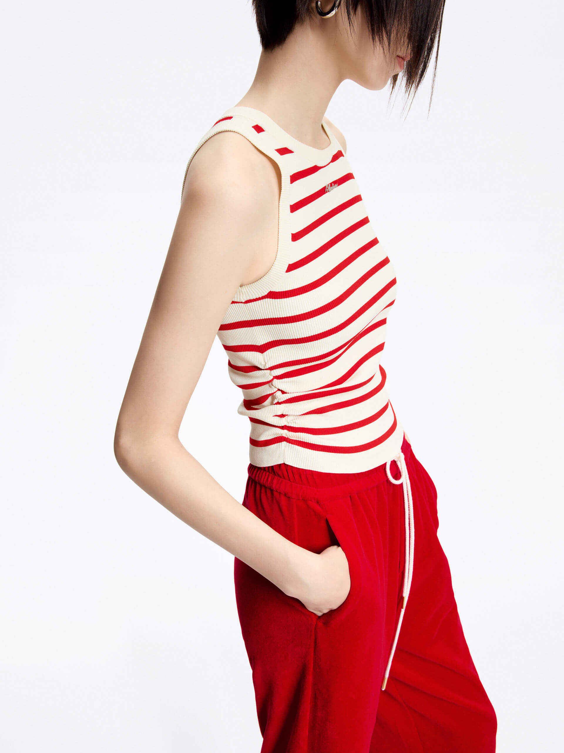 Stylish Contrast Pleated Knitted Top for Women - Trendy Casual & Office Wear - Perfect for Layering in Fall & Winter