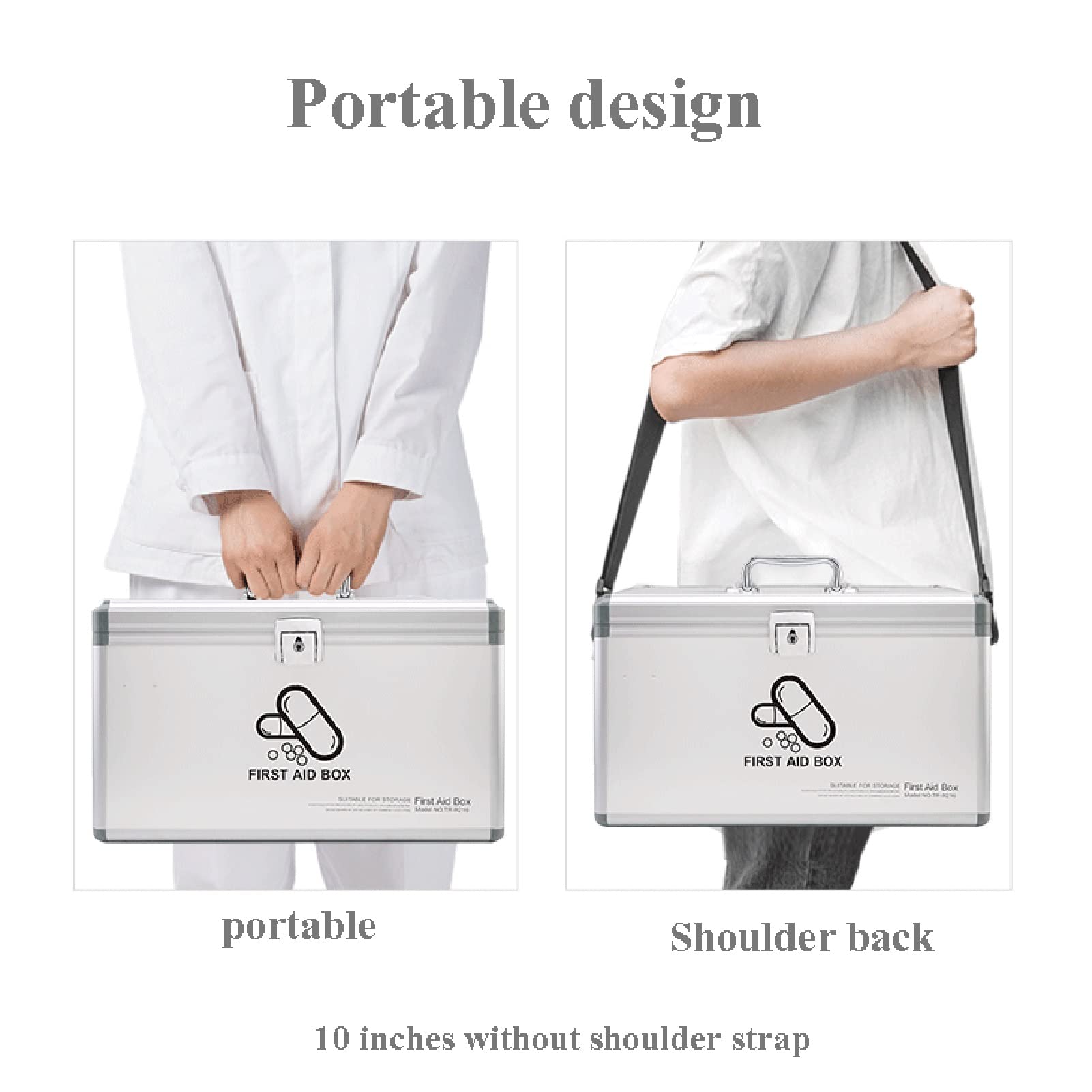 Large Capacity First Aid Kit - Portable Medicine Storage Box with Safety Buckle for Home, Travel & Emergency | 29.5cm White Medical Organizer for Family Safety & Outdoor Adventures