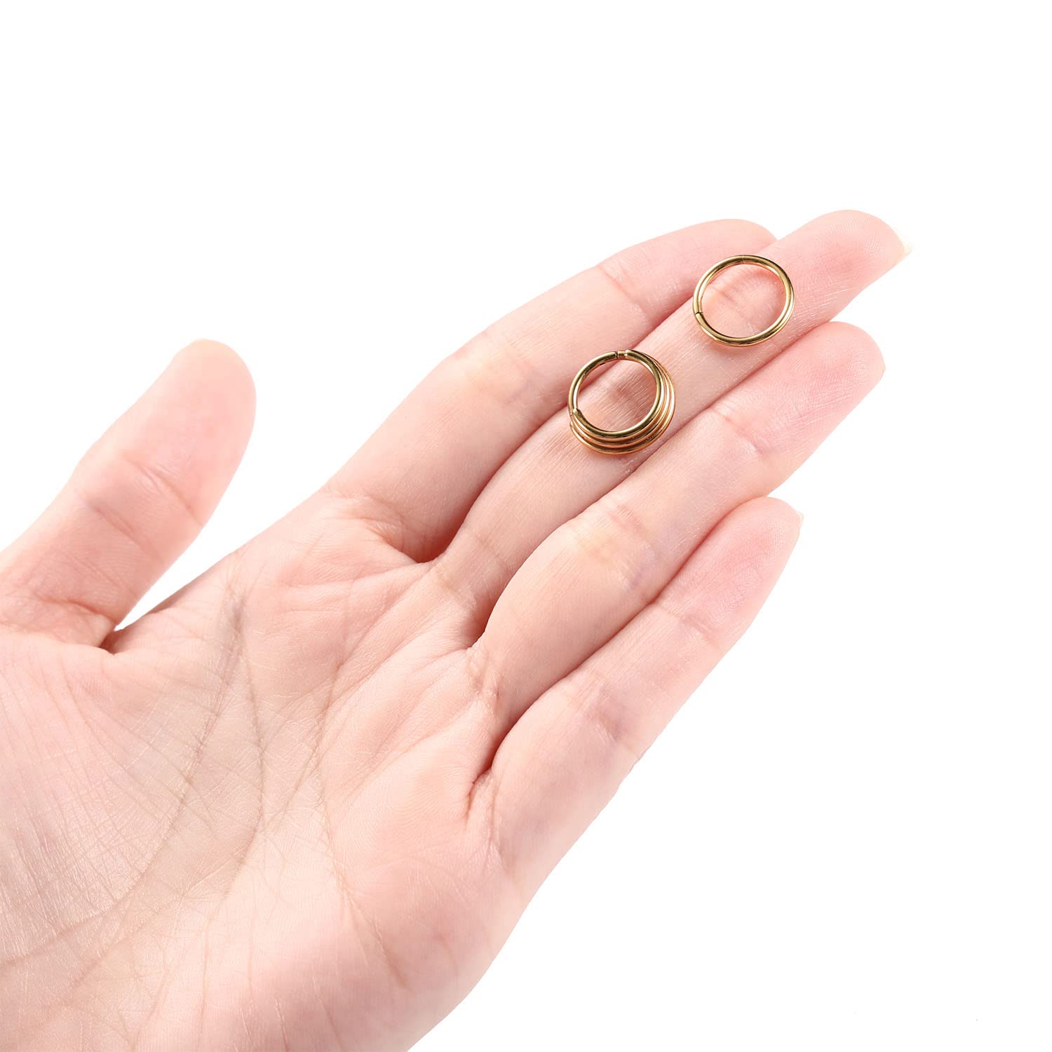 PEAKLINK 16G Septum Hoop Earrings - 316L Surgical Steel Clicker Nose Ring & Cartilage Jewelry - 2Pcs Seamless Tragus, Helix, Rook, Daith, Conch, Lobe Piercing Rings (8mm, 10mm) - Perfect for Everyday Wear & Body Piercing Enthusiasts