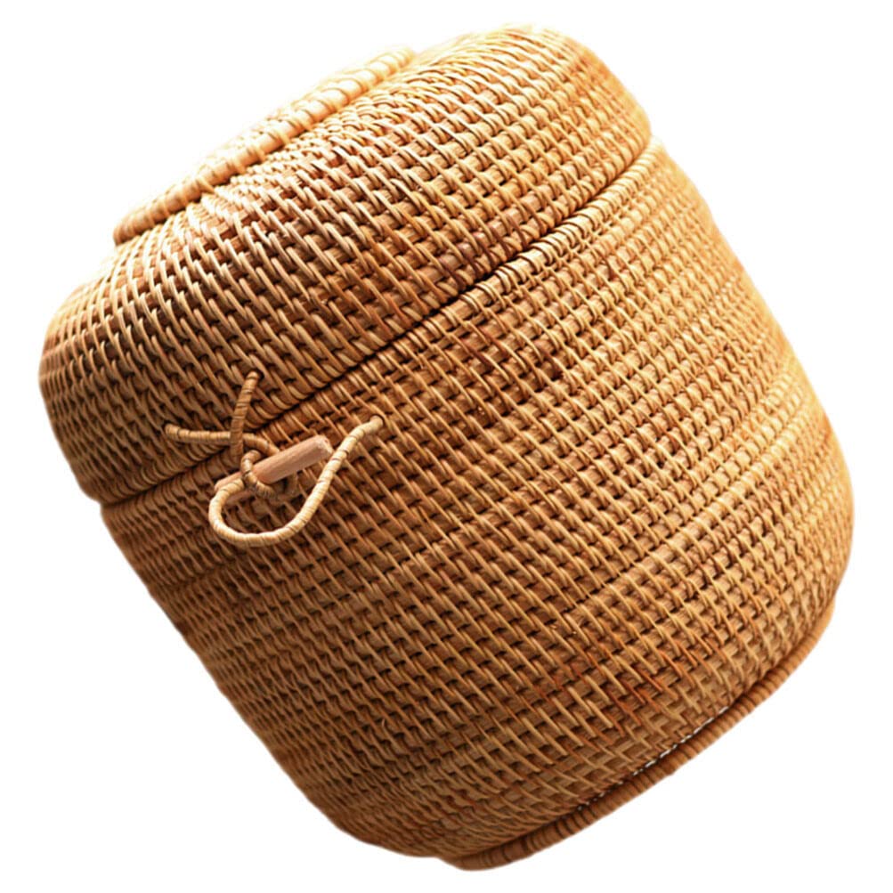 Natural Rattan Storage Basket - Multi-Purpose Woven Organizer for Plants, Toys, Candy, Bread & Tea | Stylish Desk & Home Decor | Eco-Friendly White Rattan Bin for Living Room, Kitchen & Office