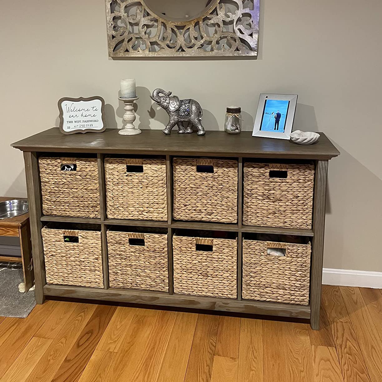 12x12x12 Inch Water Hyacinth Storage Baskets - 4 Pack Woven Wicker Cube Bins for Shelves, Bedroom, Living Room Organizer - Perfect for Toys, Blankets, Books & Home Decor Storage