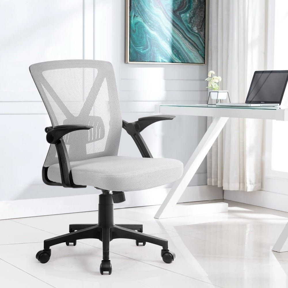 Ergonomic Mesh Office Chair with Mid Back Support - Grey - Perfect for Home Office, Gaming, and Workspace Comfort
