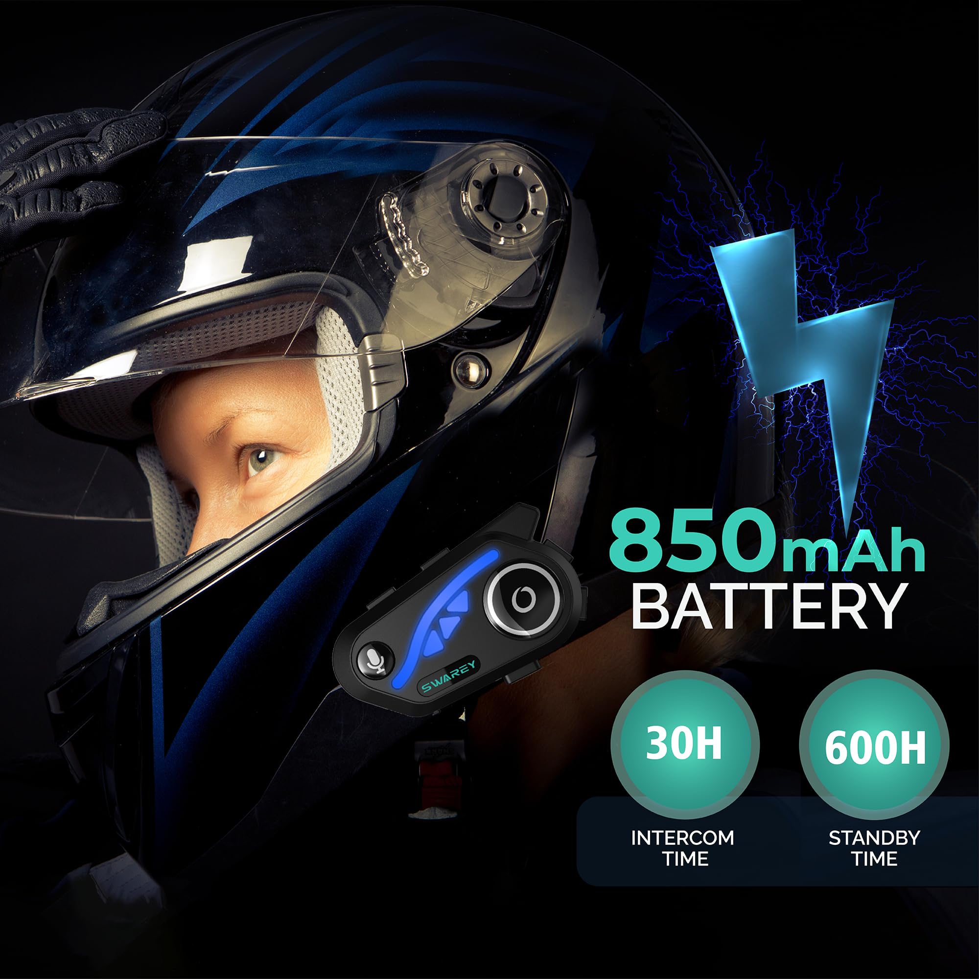 V8 Motorcycle Bluetooth Headset - Dual Pack (2X) with Noise Cancelling DSP&CVC, HiFi Stereo, FM Radio & Music Sharing | 1000M-2000M Helmet Intercom for Motorcycle Riders | Perfect for Group Riding, Touring & Adventure Motorcycling