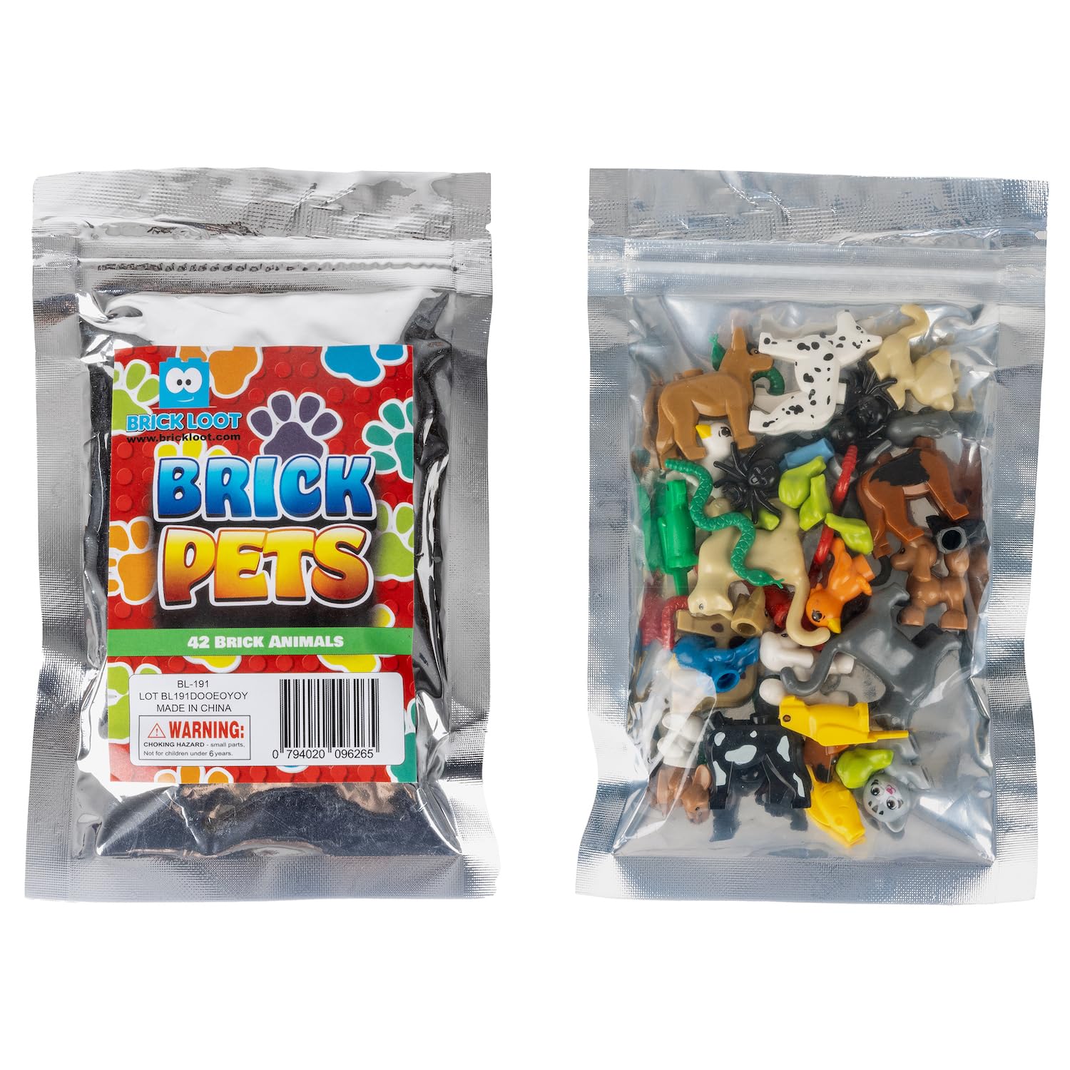 BrickLoot Animal Toy Pet Pack - 42 Piece Animals Toy Building Block Set with Dogs, Cats, Fish, Snakes & Rabbits - 100% Lego Compatible Minifigures for Kids Age 6+ & Adults - Perfect for Creative Play, Birthday Gifts & STEM Learning Activities