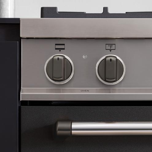 Bertazzoni DSMASDKSB Black Nickel 12 Knobs Dual Fuel Range - Premium Gas & Electric Stove for Professional Home Cooking & Gourmet Kitchens