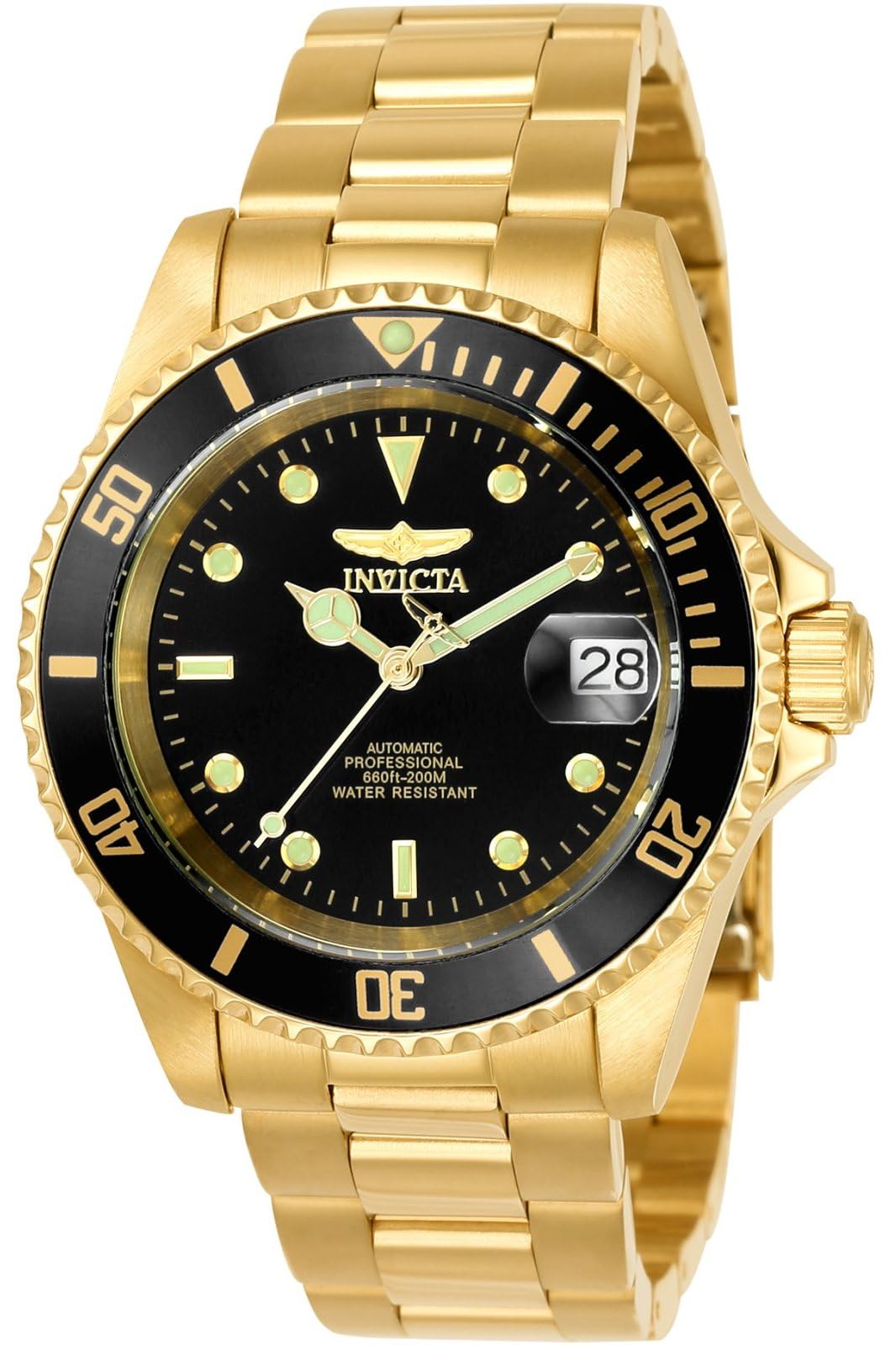 Invicta Pro Diver Men's Automatic Watch - 40mm Stainless Steel Case, Black Dial, Date Window - Perfect for Diving, Business & Everyday Wear