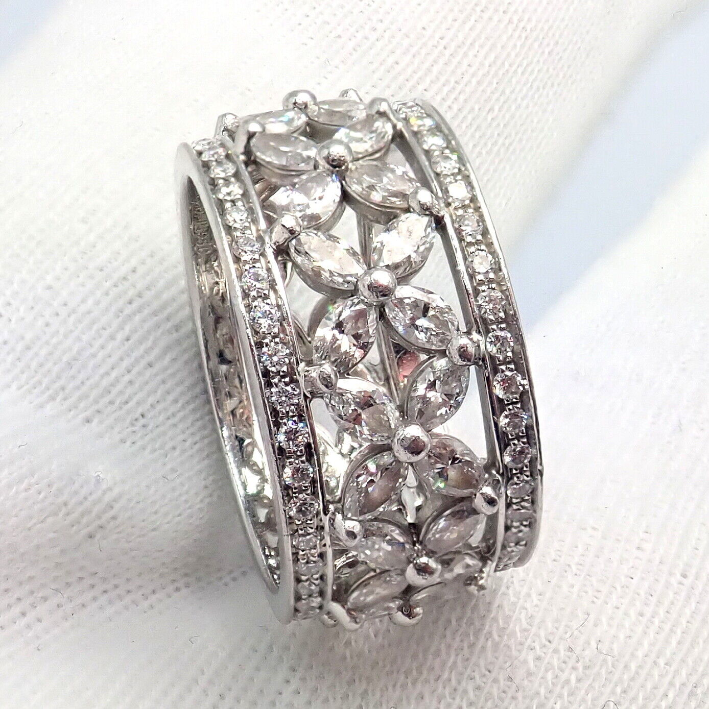 Authentic Tiffany & Co Platinum 2.34ctw Diamond Victoria Wide Band Ring Size 5.5 - Elegant Wedding, Anniversary & Special Occasion Jewelry Gift for Women