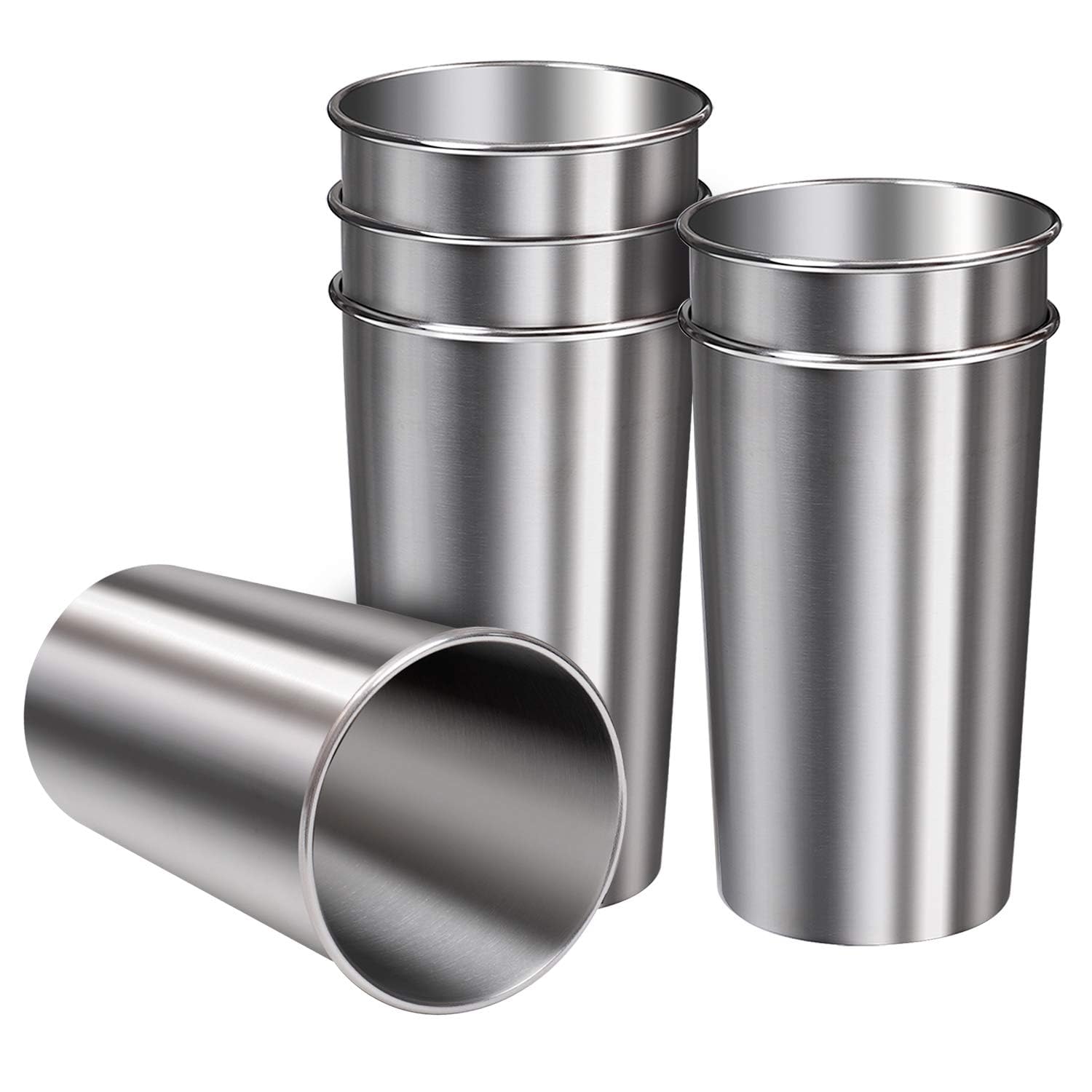Ruisita 6 Pack 20 oz Stainless Steel Cups - Shatterproof, Stackable Metal Drinking Glasses for Adults & Kids (20 oz/600 ml) - Perfect for Camping, Picnics, Parties & Outdoor Adventures