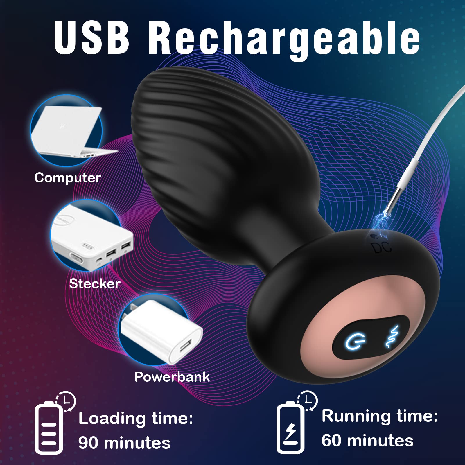 7-Speed Rotating & Vibrating Anal Plug with Remote Control - Adult Sex Toy for Men & Women - Perfect for Couples Play, Solo Exploration & BDSM Scenes