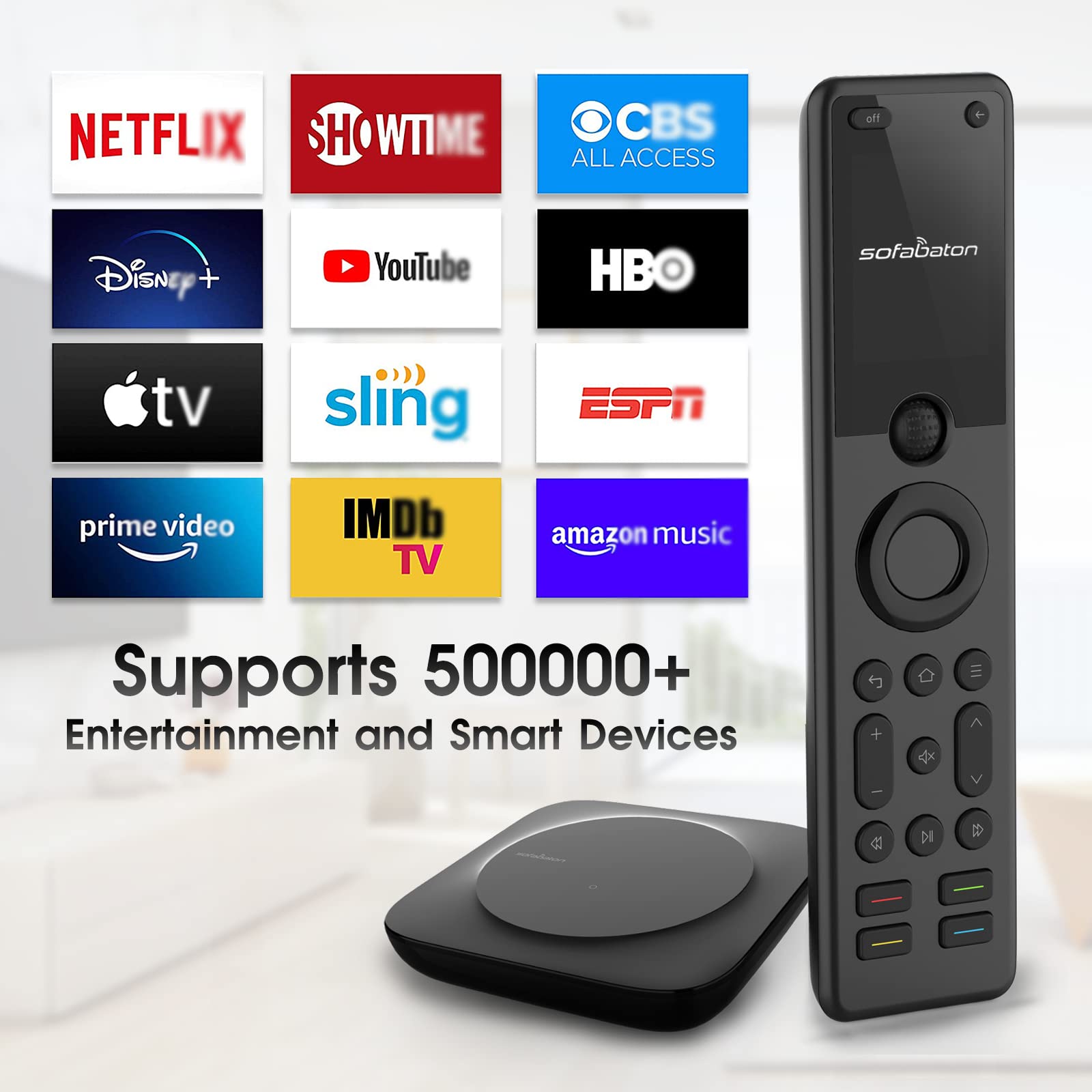 SofaBaton X1 Universal Remote Control with Hub - Smart App Setup, One-Touch Activities, Works with Alexa & Google Assistant (Voice Control 60+ Devices) - Perfect for Home Theater, Smart TV, and Entertainment System Control