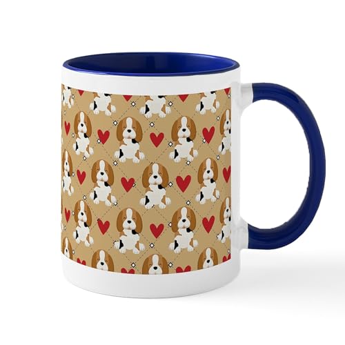 White/Navy Inside - Beagle Heart Patt Mugs