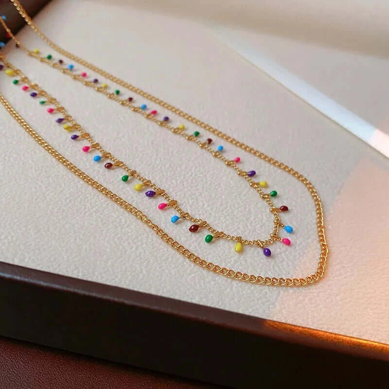 Stylish Titanium Multi-Strand Beaded Necklace for Women | HN3042 | Elegant Layered Jewelry for Parties, Weddings & Everyday Wear