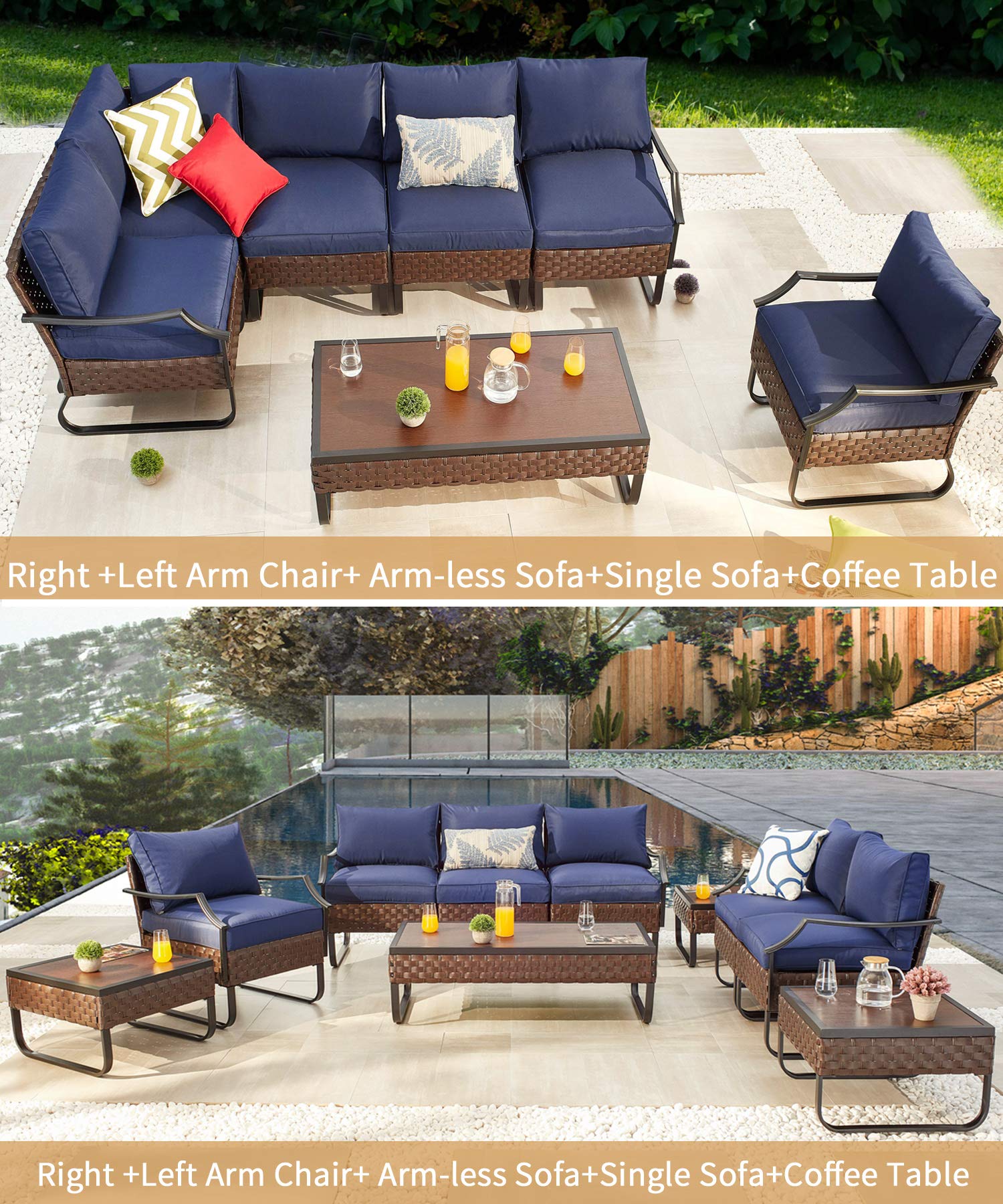 7-Piece Patio Furniture Set with 8.7