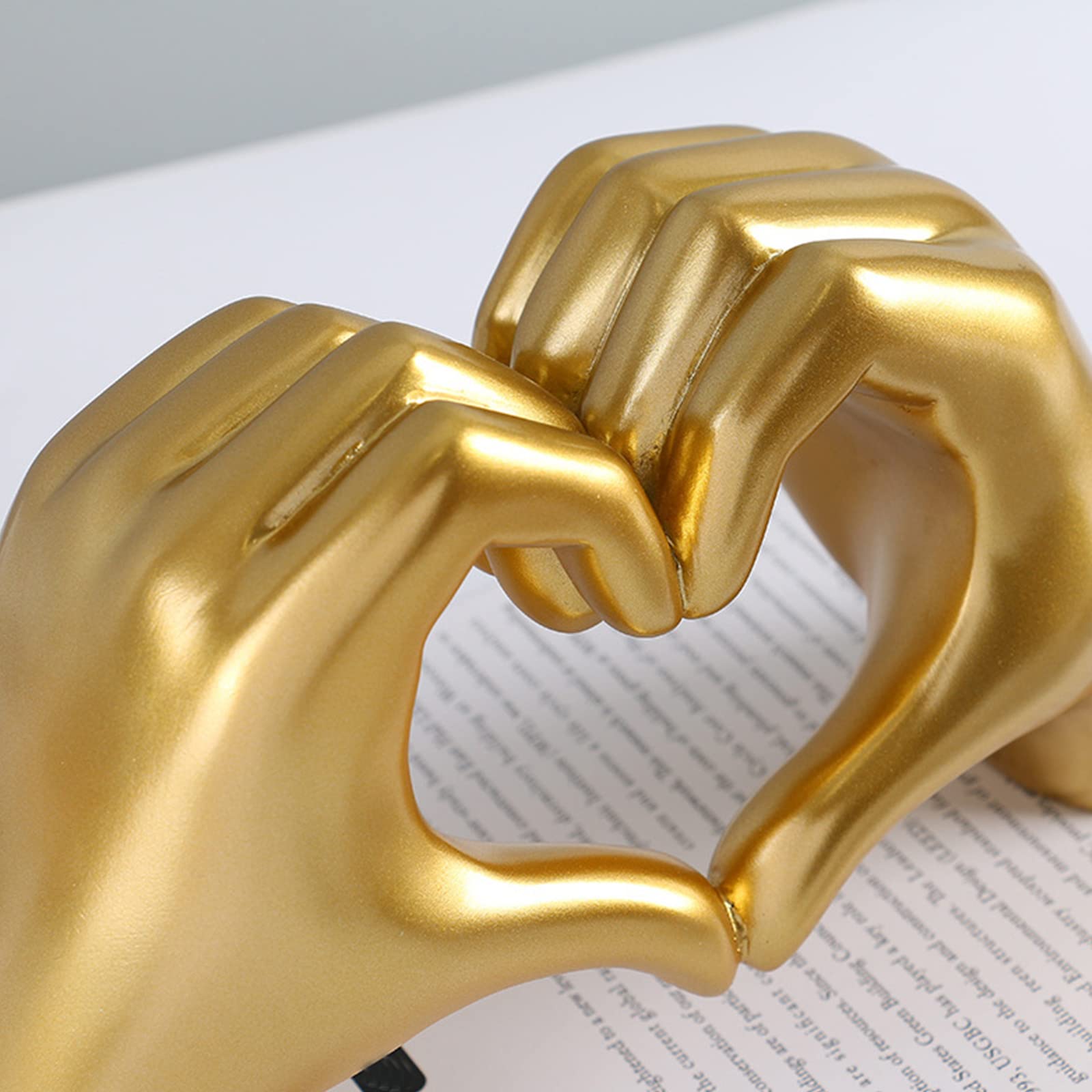 Hand Gesture Statues - Heart Shaped Love Finger Sculpture, Modern Art Home Decor in Gold for Wedding, Office & Desktop | Unique Personalized Gift for Couples, Anniversaries & Romantic Occasions