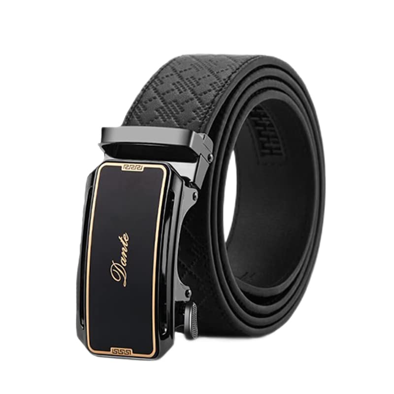 Premium Genuine Leather Ratchet Belt for Men - Auto Buckle Cowhide Dress & Jeans Waist Belt - Black Luxury Fashion Belt for Office, Casual & Formal Wear