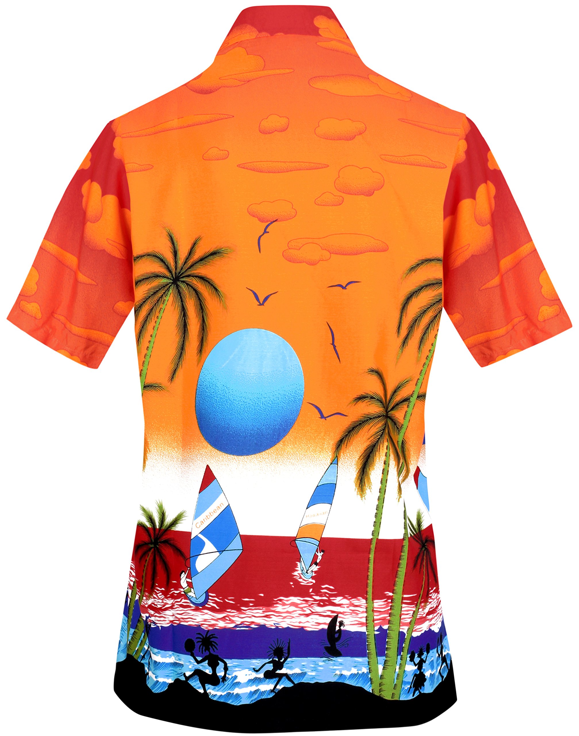 LA LEELA Women's Short Sleeve Hawaiian Beach Blouse - Floral Print Vacation Shirt for Summer, Pool Party & Tropical Getaways